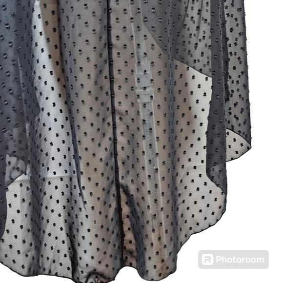 Cha Cha Vente Black Sheer High-Low Swiss Dot Swimsuit Coverup Women's Size S - Picture 5 of 10